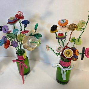 Micro Button Flower Bouquets in Glass Apothecary Jars. - Etsy