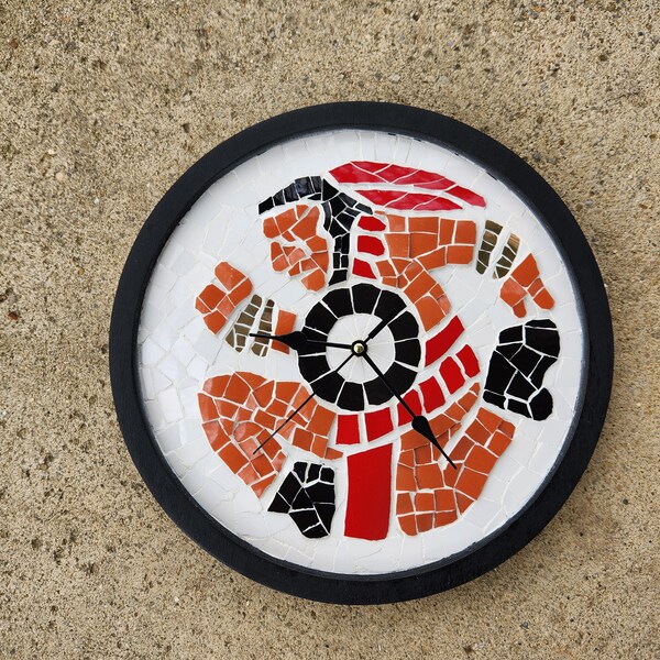 Reloj Mosaico con Motivo Mexicano Precolombino