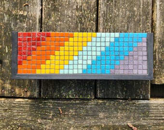 Rainbow Mosaic Floating Shelf