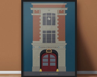 Ghostbusters Movie Poster: Minimalist Firehouse Art Print