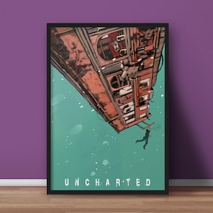 Poster Uncharted - art mural de jeu vidéo minimaliste - impression d'art Nathan Drake - cadeau parfait pour les joueurs