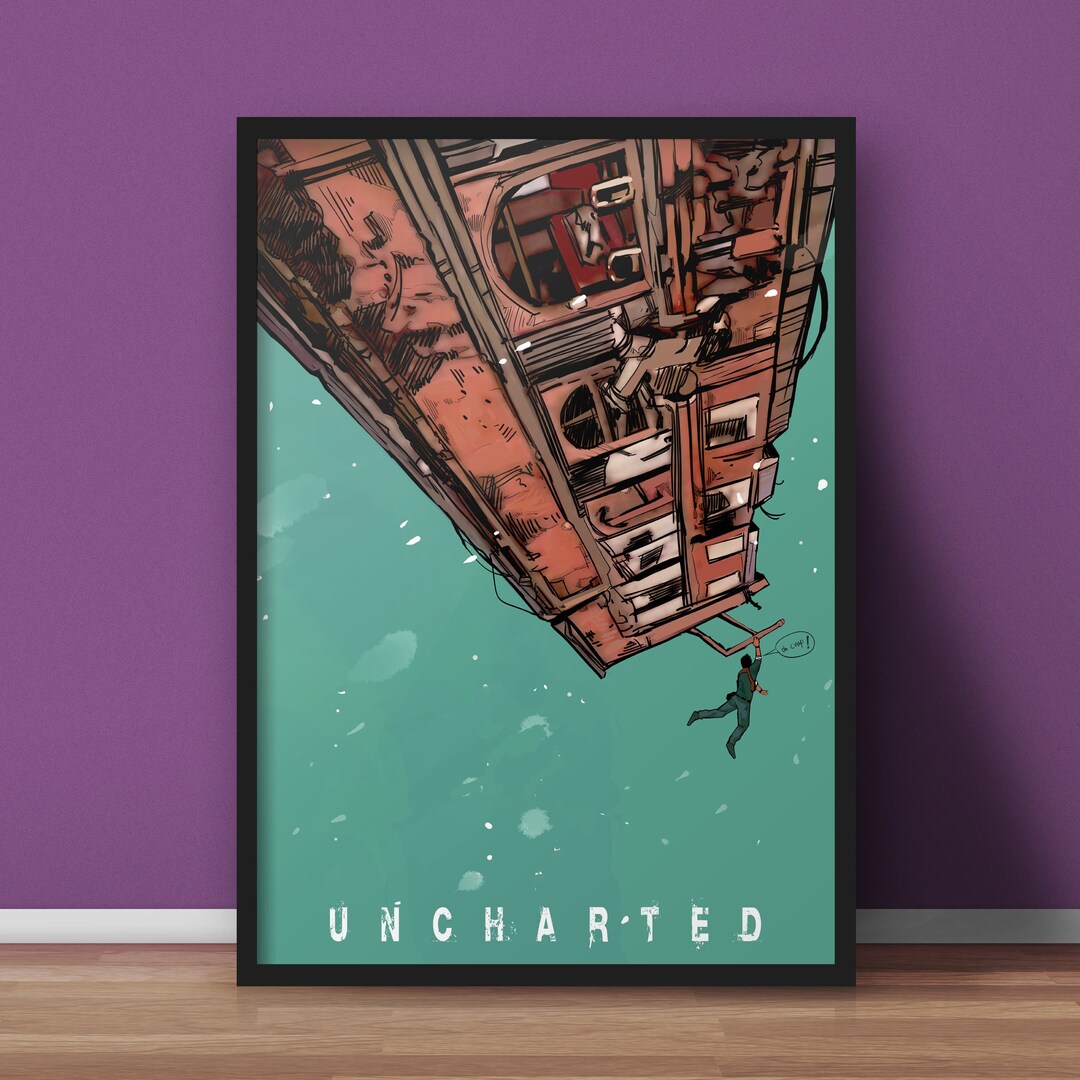Uncharted Poster Minimalist Video Game Wall Art Nathan Drake Art Print