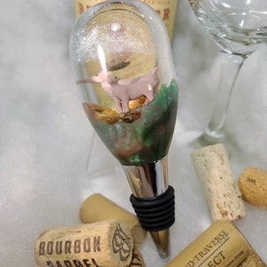 Wine Bottle Stopper With Deer Nature Scene