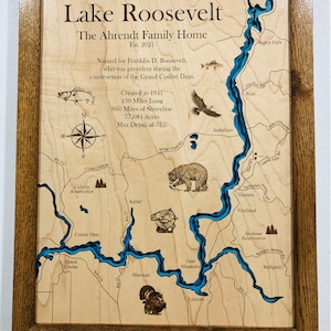 Carte 3D gravée au laser sur le lac Roosevelt