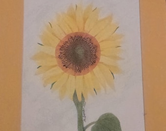 Girasol de técnica mixta