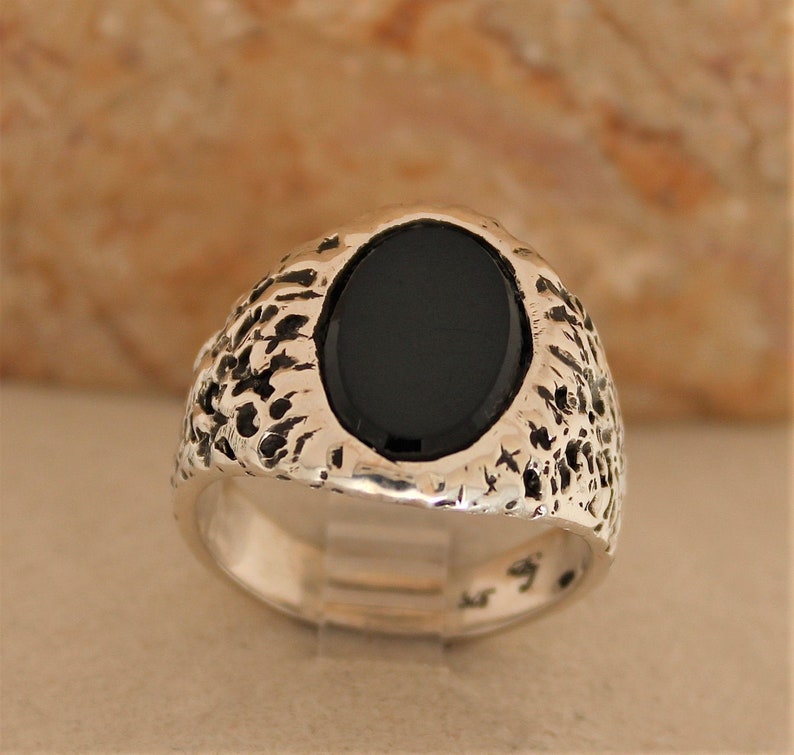 Black Onyx Antiqued Sterling Silver Men/'s Ring 8 34