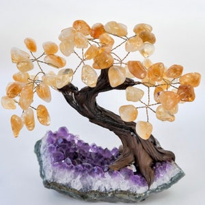 Crystal Tree | Amethyst and Citrine Bonsai Tree | Handmade Crystal Tree | High Quality Gemstone Tree | Amethyst Tree of Life | Gem Tree