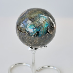 Labradorite Sphere on Chrome Stand | Labradorite Crystal Ball | Natural Labradorite Sphere