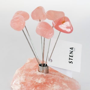 Gemstone Cocktail Picks | Food Picks | Tumbled Stone Food Grade Stainless Steel Cocktail Picks - Set of 6