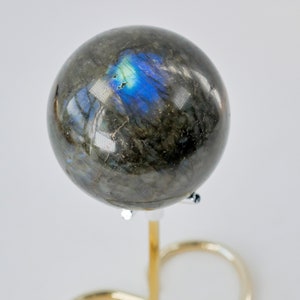 Labradorite Sphere on Gold Stand | Labradorite Crystal Ball | Natural Labradorite Sphere