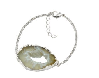 Agate Geode Bracelet | Agate Slice Bracelet | Small Geode Druzy Bracelet