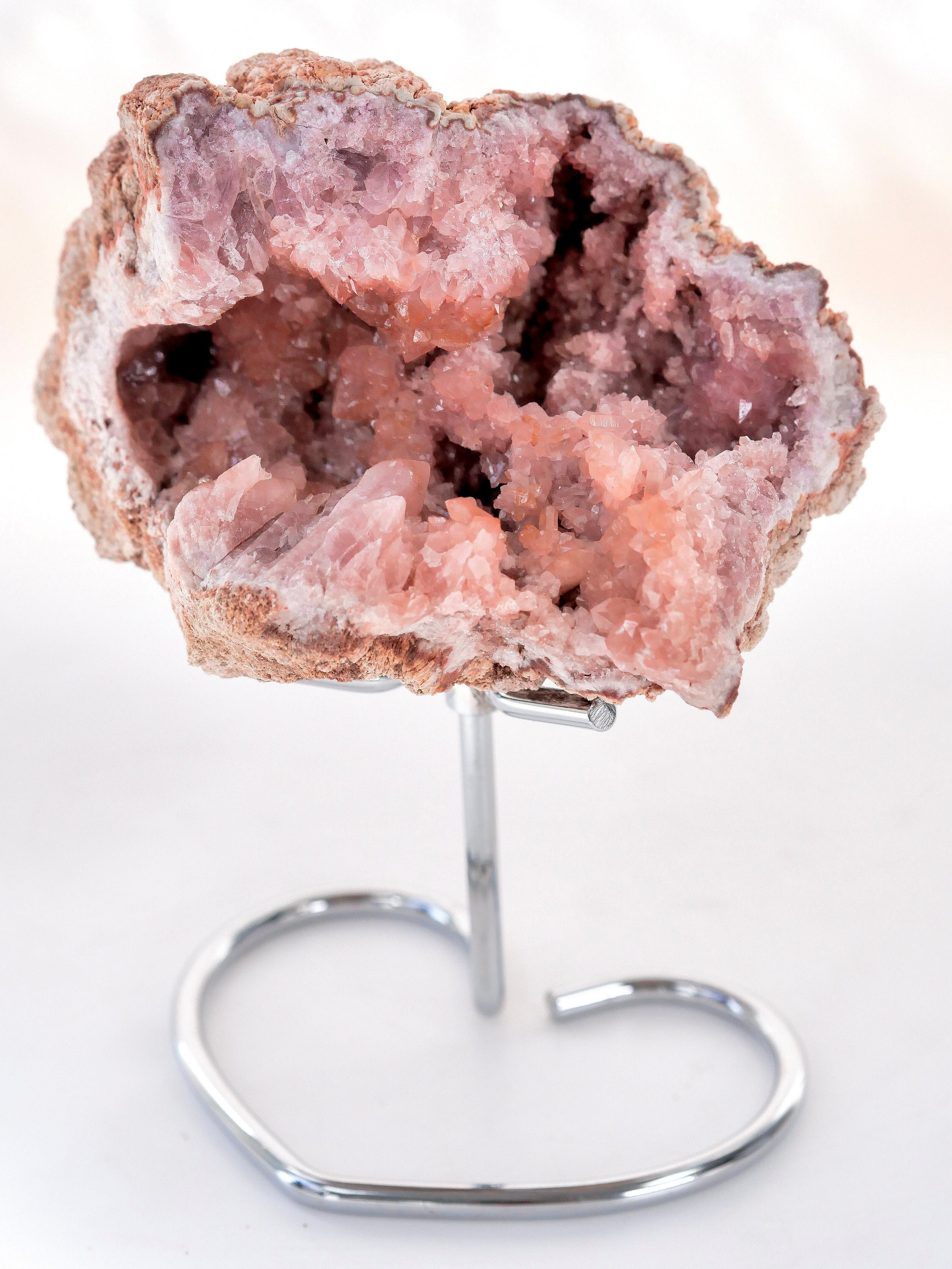 Large Pink Amethyst Geode | Natural Pink Amethyst on Chrome Stand ...