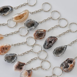 Polished Agate Geode Keychain  | Druzy Agate Key chain | Geode Keychain  | Natural Agate Keychain