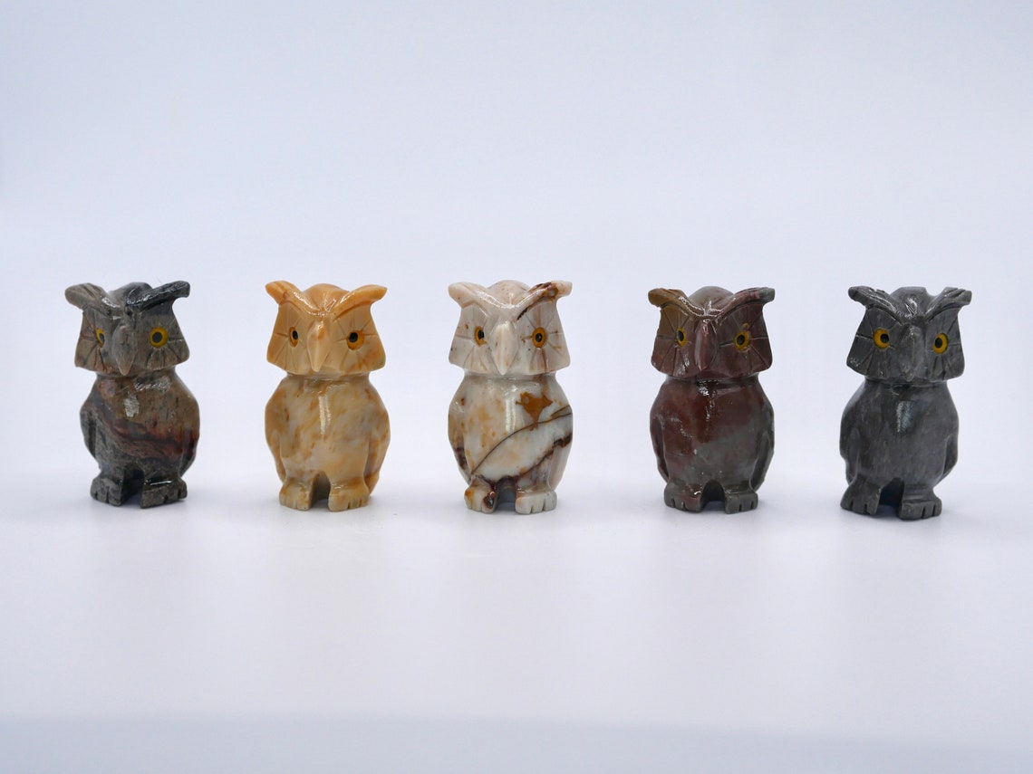 Small Soapstone Animal Carving Owl Soapstone Sculpture Etsy