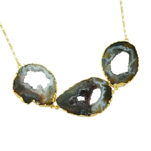 Agate Geode Slice Necklace | Geode Slice Necklace | Gemstone Necklace | Raw Crystal Necklace | Druzy Geode Necklace
