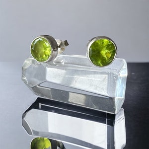Peridot Stud Earrings | Sterling Silver Peridot Earrings | Multifaceted Peridot Earrings | August Birthstone
