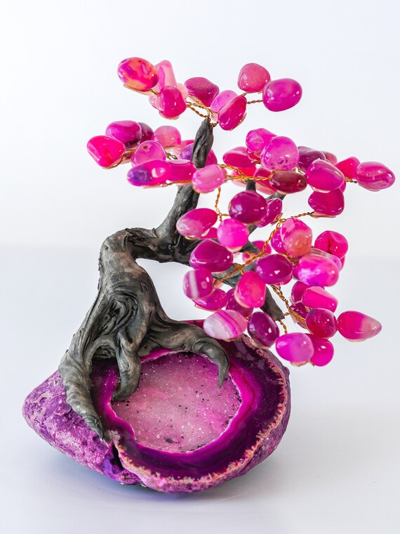 Kristall-Bonsai-Baum Aus Citrin & Amethyst – Regenbogen-Titan-Beschichtung, Für Reichtum & Glück, Feng Shui Deko