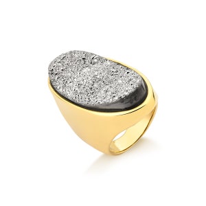 Natural Druzy Ring | Oval Druzy Ring | Agate Druzy Ring | Gold Filled Ring | Gemstone Ring | Women Ring | Statement Ring | Crystal Ring