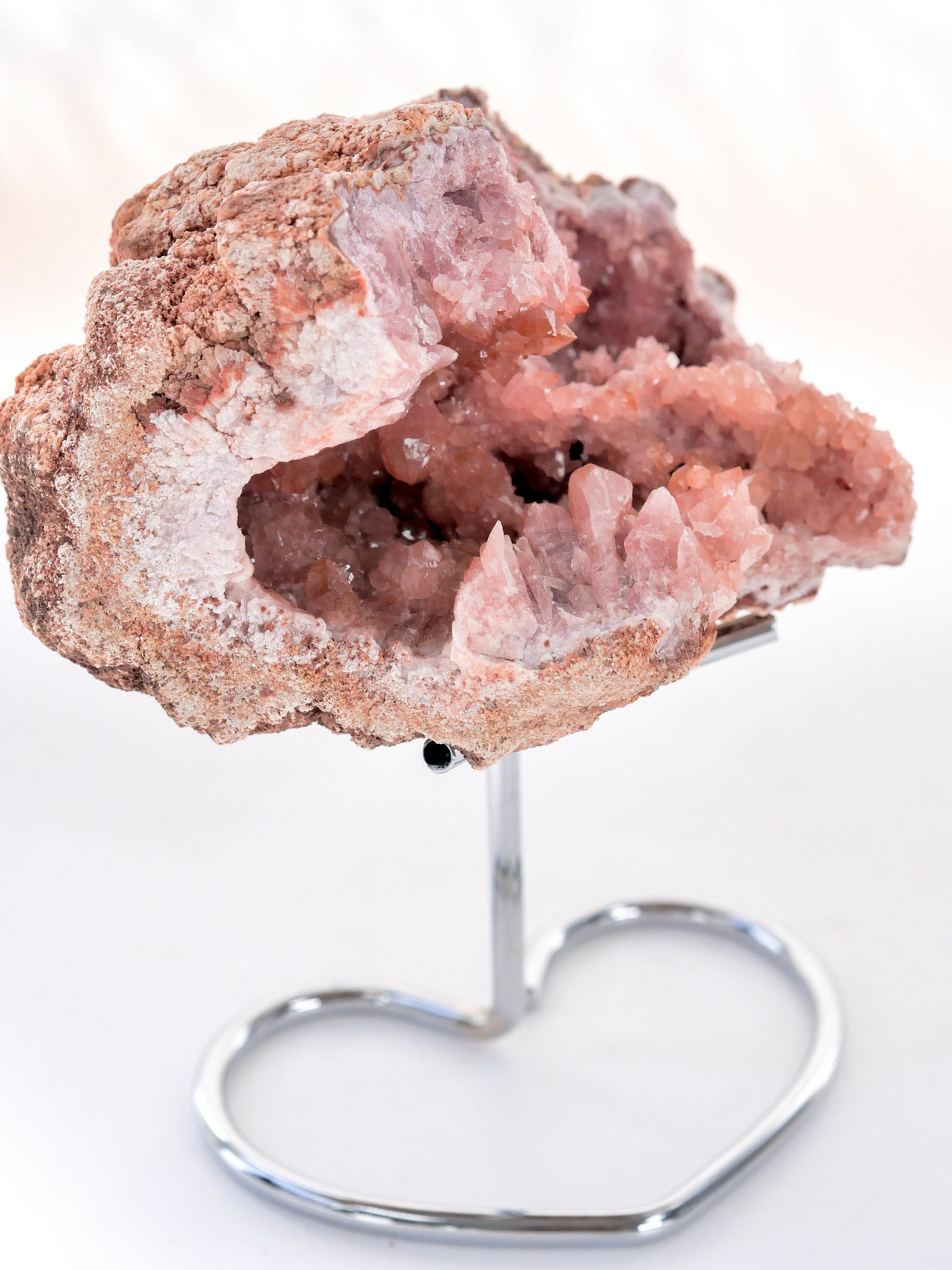 Large Pink Amethyst Geode | Natural Pink Amethyst on Chrome Stand ...