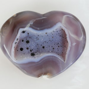 Agatowe serca druzy | Kryształowe serca | Kryształowe serce druzy | Polerowany naturalny agat geoda | Geode serca | Serce z kamienia szlachetnego