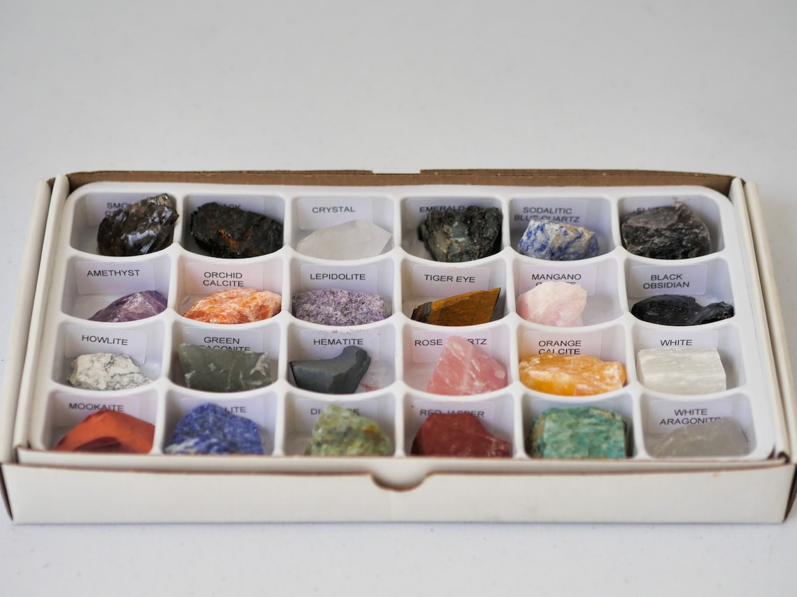 Gemstone Collection box sample box 2 sizes 24 stones & 6 Etsy