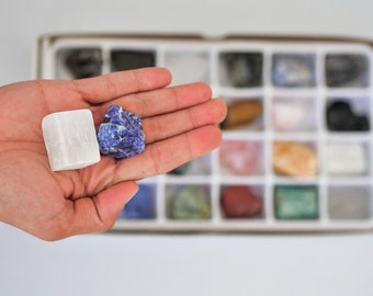 Anfänger Kristall Set | Kristall-Starter-Set | 24 Steine & 6 Steine| Kristall Geschenkbox