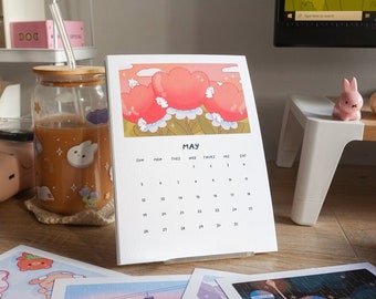 Desk Calendar 2024 with Stand | 2024 Standing Desktop Calendar | Planner 2024 | Desk Accessories | Multi-coloured Stand-up Desk Calendar