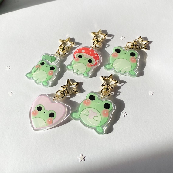 Frog Keychain Cute Frog Keychain Acrylic Keychain Double Sided Etsy Canada