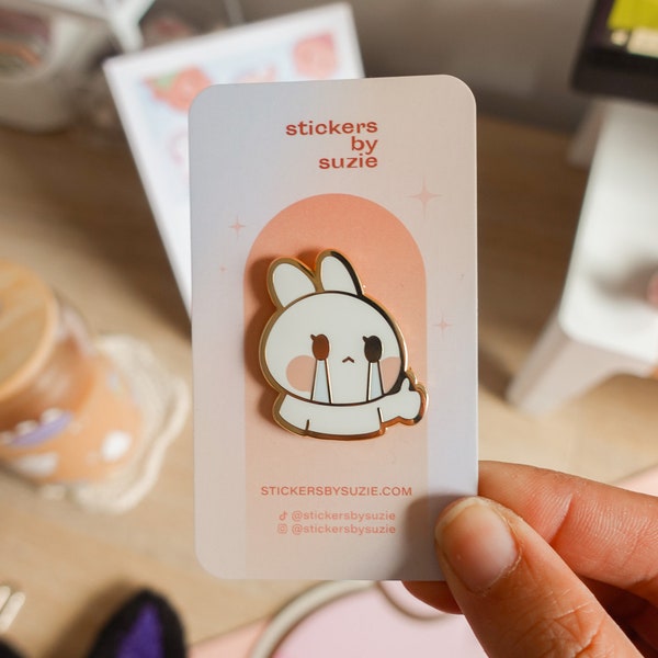 Crying Bunny Enamel Pin | Bunny gifts | Bunny enamel pin | Gifts for her | Gifts for him | Kawaii pin badge