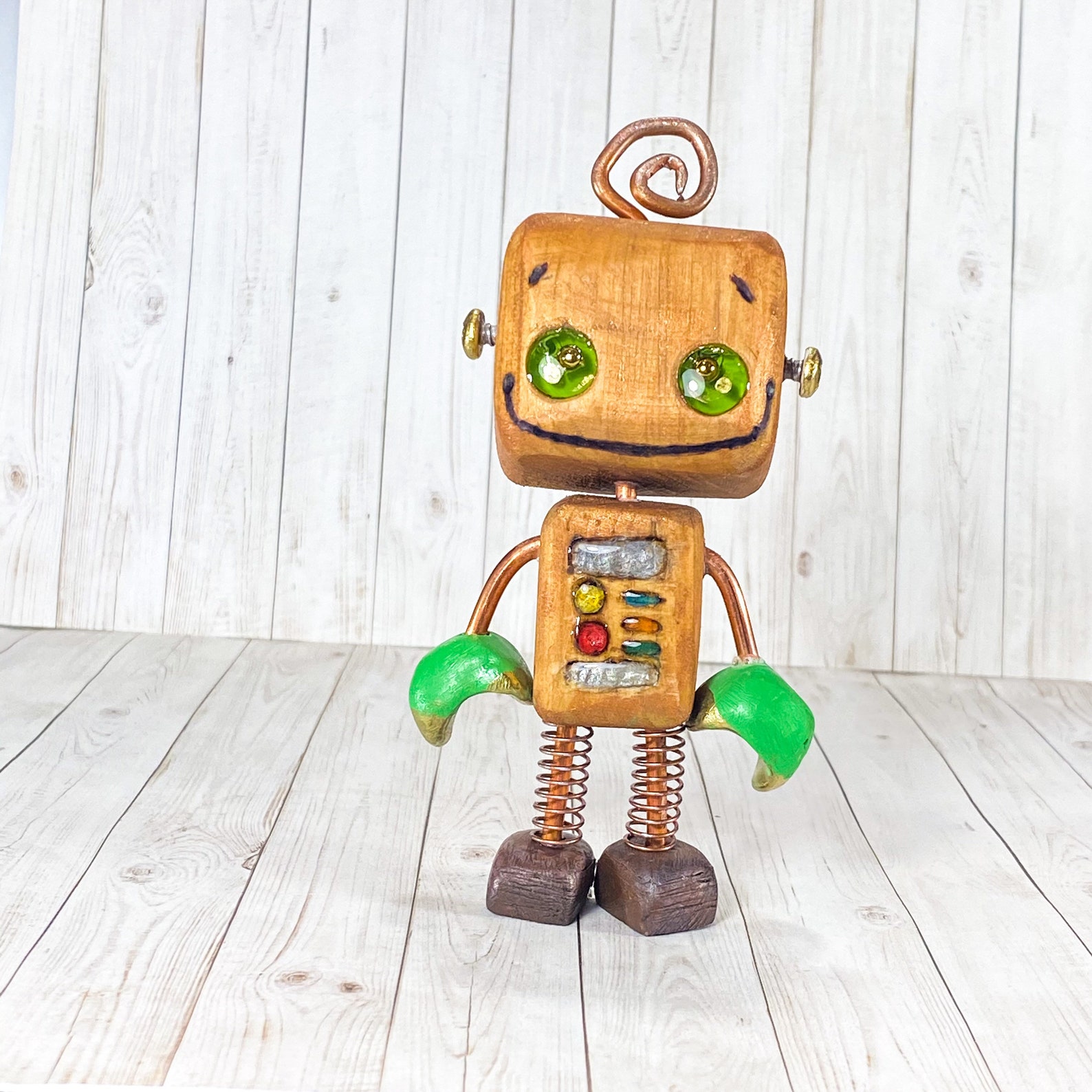 PICKLE 2.4 Robot Figurine Handmade Wooden Robot Etsy