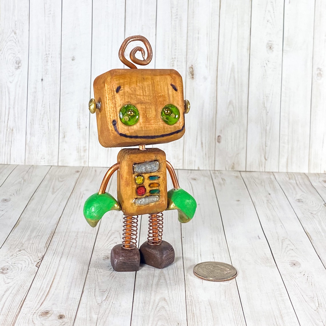 PICKLE 2.4 Robot Figurine Handmade Wooden Robot Etsy