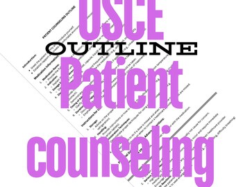 OSCE Patient Counseling Outline | Pharmacy and Medical Education Resource