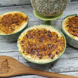 Fake creme brulee, faux dessert for display, rustic farmhouse kitchen decor, tiered tray decor, handmade fake food