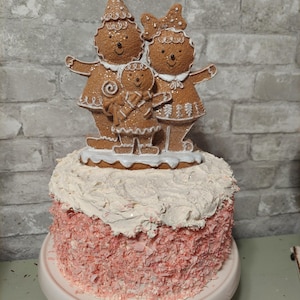 Fake Cake, Gingerbread Cake | Gingerbread Man Decor | Christmas Decor | Realistic Dessert | Whimsical Kitchen Decor | Faux Food | Photo Prop
