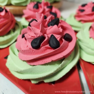 Fake watermelon cookies, meringue cookies, watermelon decor, summer decor, tiered tray decor
