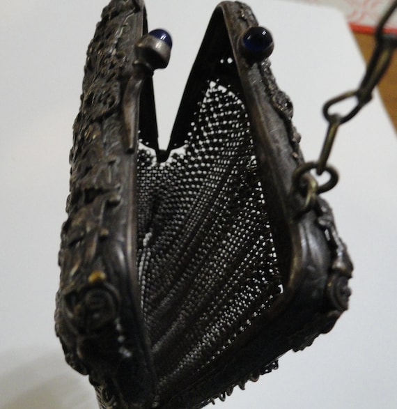 Victorian Mesh Purse w Sapphire Stem - image 6