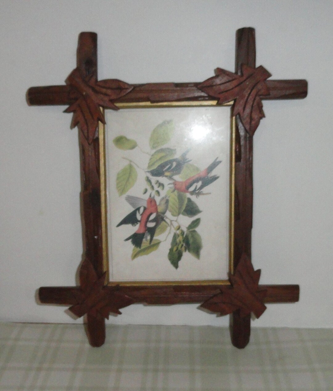 Victorian Wooden Criss Cross Frame W Corner Leaf Accents Etsy