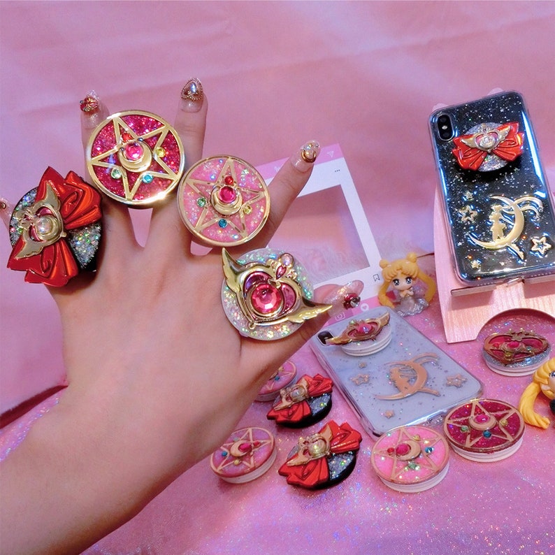 Sailor Moon Anime Pop Socket Cute Glitter Phone Grip Cell | Etsy