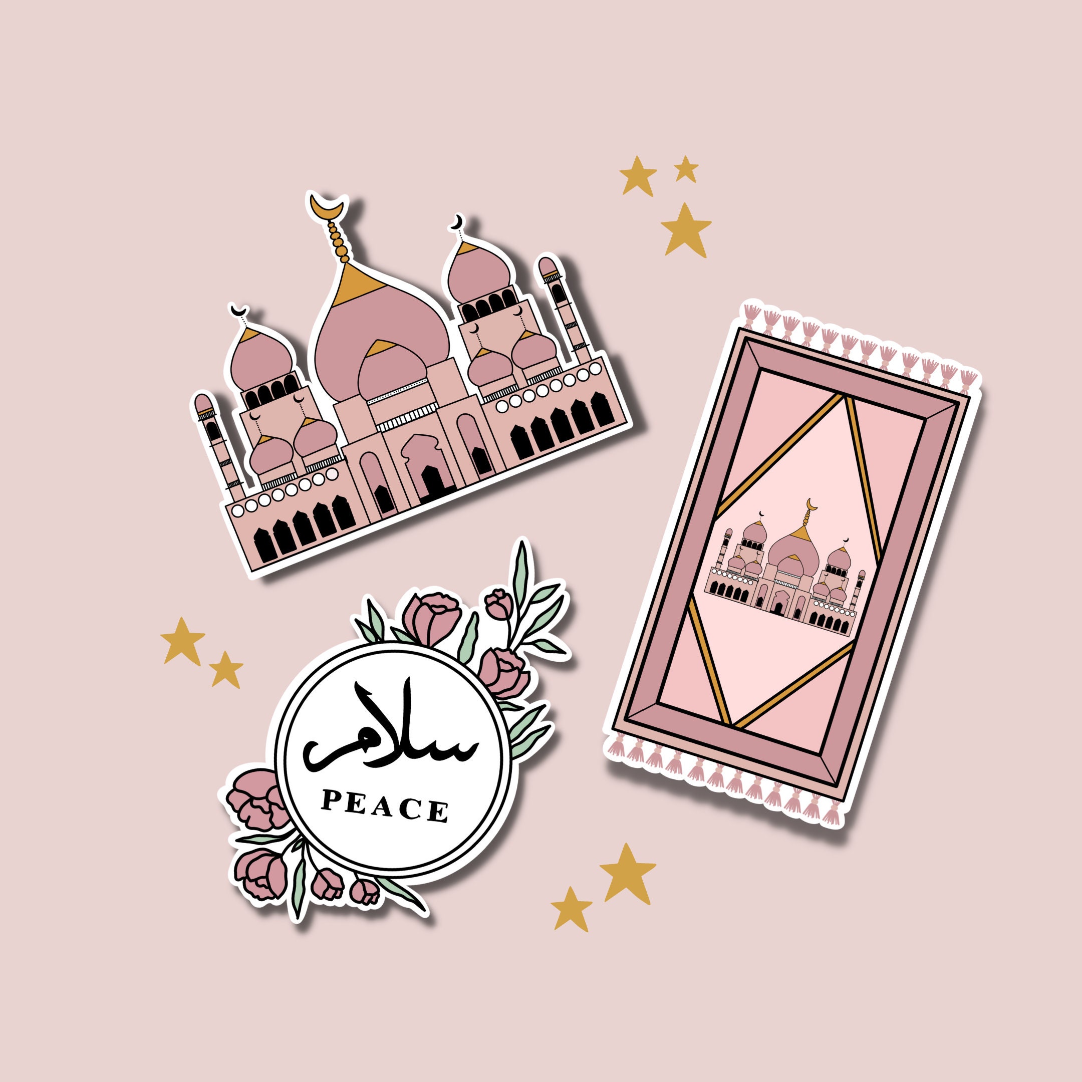 Islamic Sticker Pack Muslim Sticker Pink Sticker Prayer Etsy