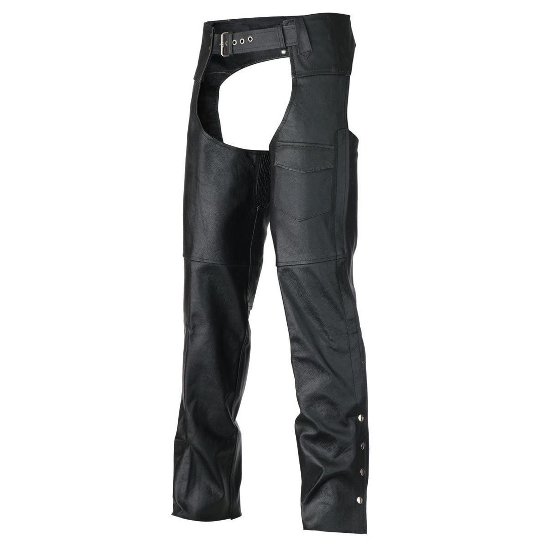 Universal Rider Chaps Vance Leather Unisex Classic Black Leather Biker Motorcycle Riding ...