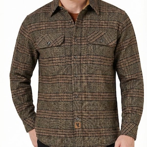 Sequoia Men's Long Sleeve Plaid Button Down Casual Flannel Shirt, Corduroy Cuffs