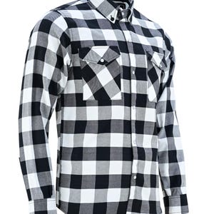 Vance White & Black Herren Langarm Karo Snap Down Casual Flanellhemd