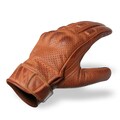Men's Premium Waxed Austin Brown Leather Perforated Motorcycle Gloves