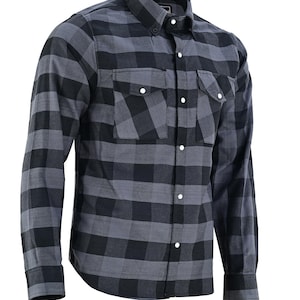 Vance Grey Herren Langarm Karo Snap Down Casual Flanellhemd
