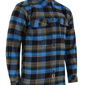 Plaid River Herren Langarm Karo Button Down Casual Flanellhemd, Cord Manschetten