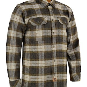 Herren Tuscan Gold Langarm Karo Button Down Casual Flanellhemd, Cord Manschetten
