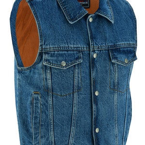 Vance Herr Blå Jeansstil Denim Motorcykelväst