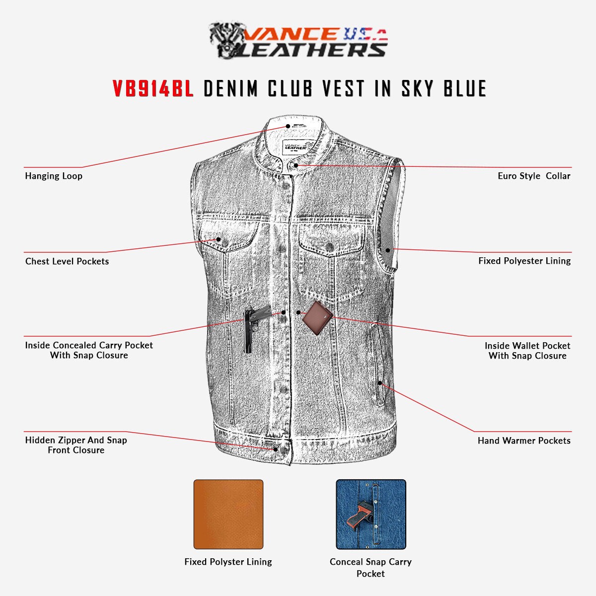 Blue denim club vest outlet