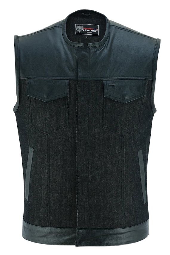 Men's Soa Soft Leather Motorcycle Biker Vest  Concealed Carry For Firearms - View #4
