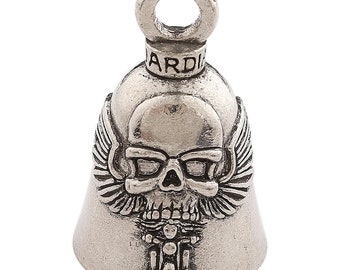 Guardian Ghost Rider Skull on Motorcycle Biker Luck Gremlin Riding Bell or Key Ring